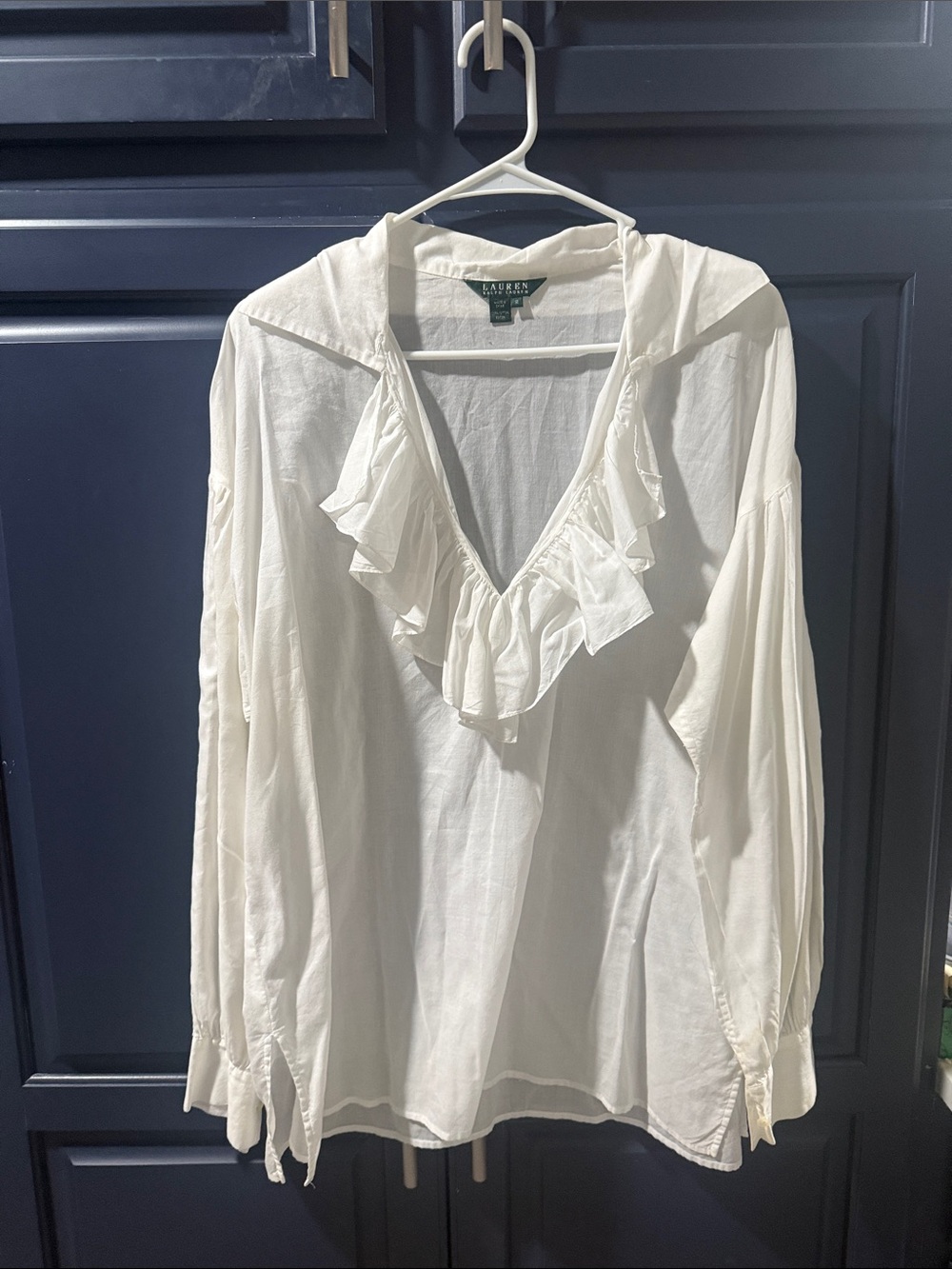 Ralph Lauren white ruffle top